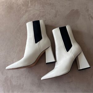 Marc Fisher White Leather Chelsea Ankle Boots Size 7